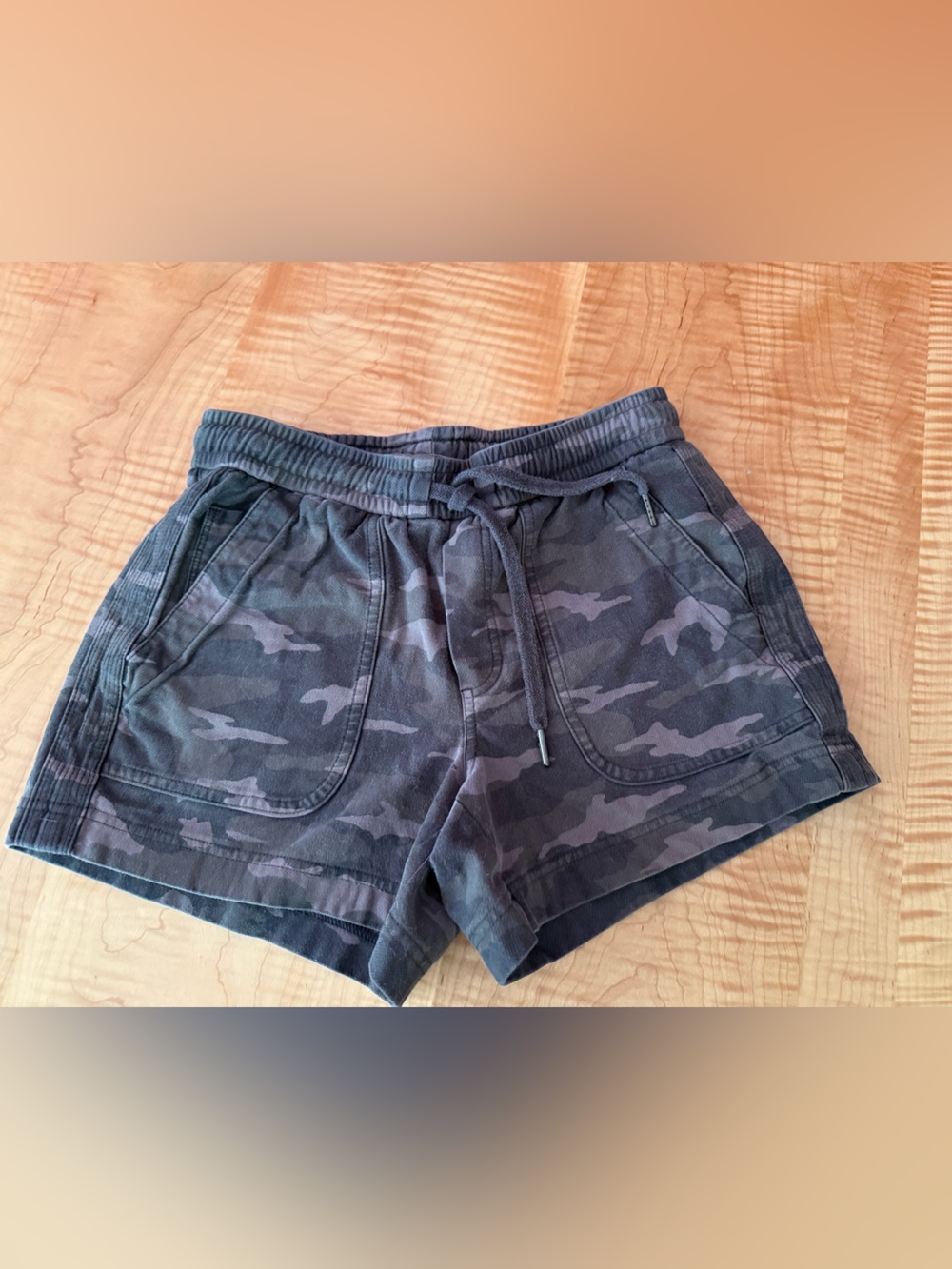 Athleta Camo Drawstring Shorts - Black and Gray